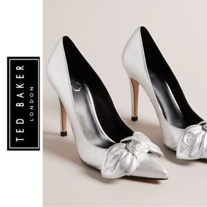 NWT Ted Baker London Royal Metallic Bow Detail Court Leather Pump